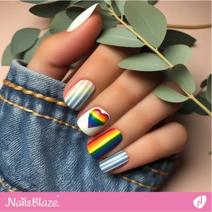 Simple Nails with LGBT Rainbow Gradient | Pride | LGBTQIA2S+ Nails - NB2397